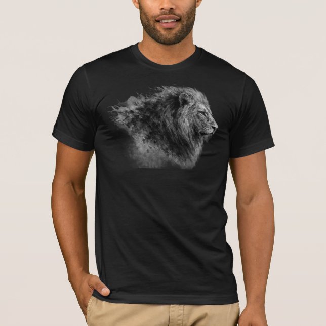 T-Shirt à profil de lion monochrome (Devant)