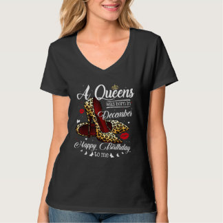T-shirt A Queen Was Born In December Retro Hearts Leopard 
