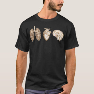 T-shirt A set of human organ lungs heart and brain vintage