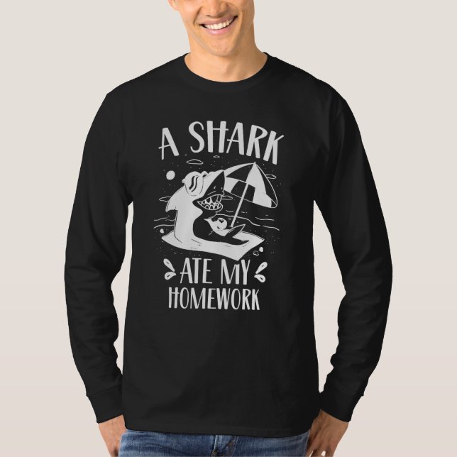 T-shirt A Shark Ate My Homework Teeth Sharks  Animal (Devant)