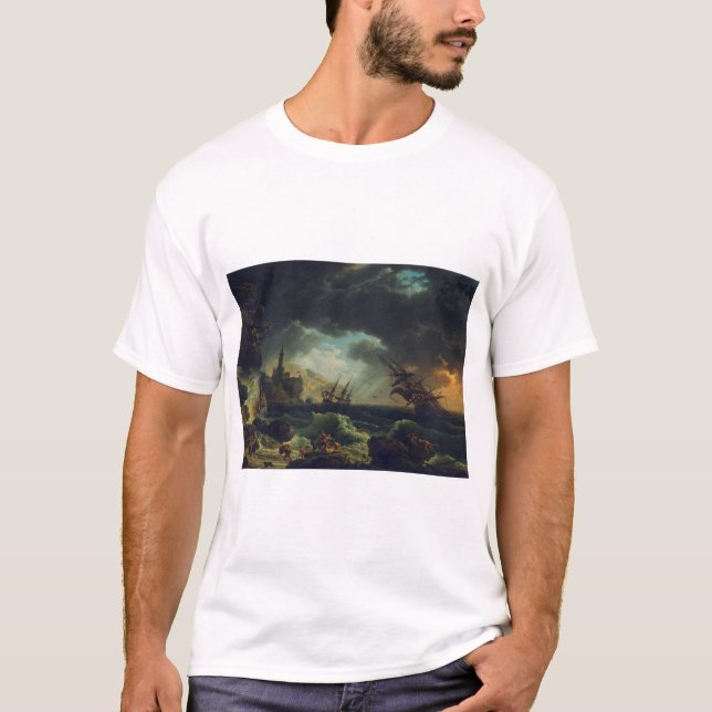 T-shirt A Shipwreck in Stormy Seas by Claude-Joseph Vernet (Devant)