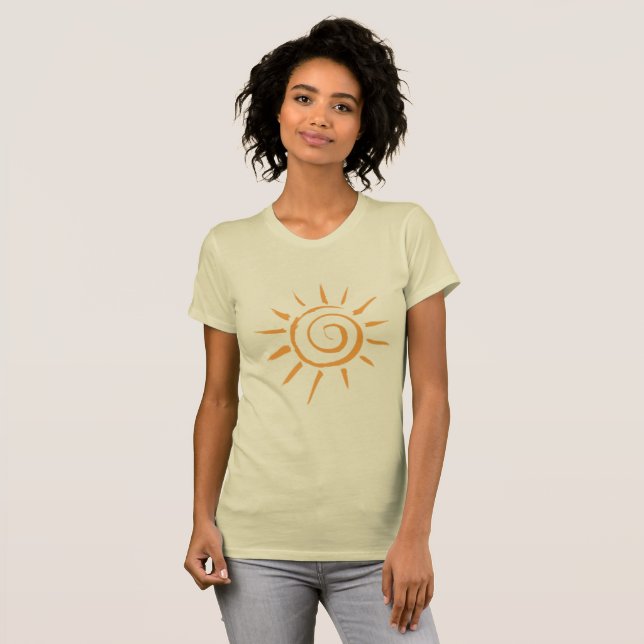T-shirt à silhouette dorée pour femmes Golden Sun (Devant entier)