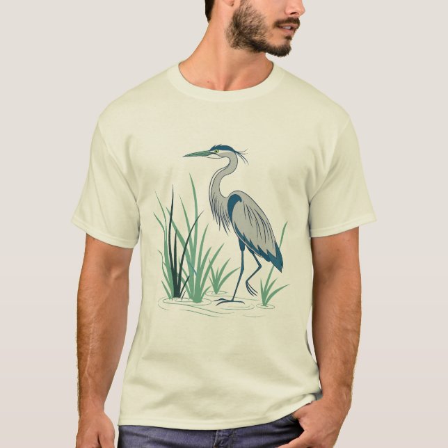 T-shirt A Solitary Heron Standing Gracefully (Devant)