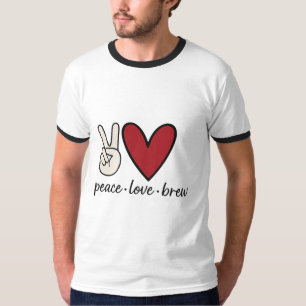 T-shirt à sonnerie rétro Peace Love Brew pour café