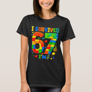 T-shirt A survécu à 67 8 ans garçon fille blocs de constru