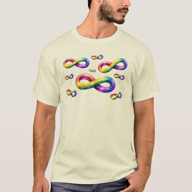 T-Shirt à symboles d'infini multicolores (Devant)