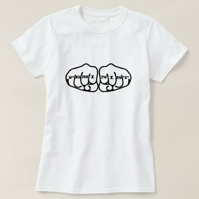 T-shirt à tatouages féministes sur les phalanges (Design devant)