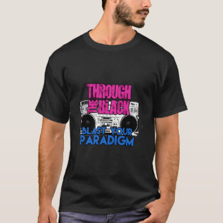 T-shirt À Travers La Boombox Des Années Black Pink & Blue