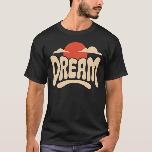 T-Shirt à typographie esthétique « Rêve » avec cou (Devant)