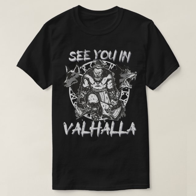 T-shirt À VALHALLA Vikings Nordish Odin Thor (Design devant)