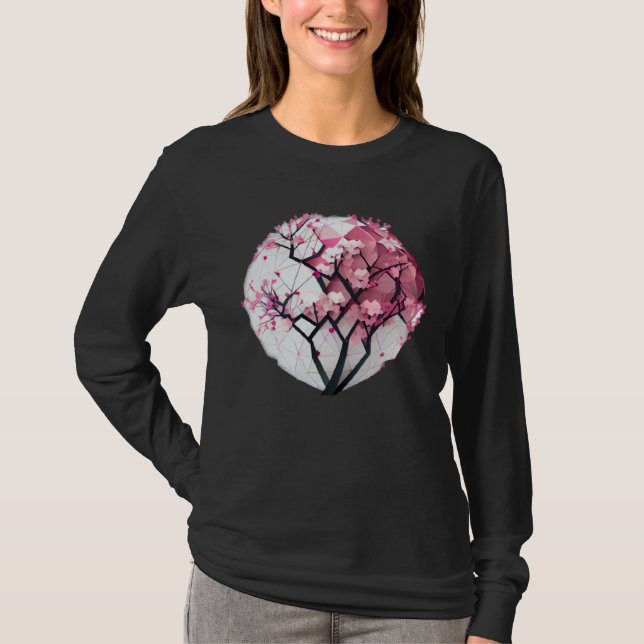 T-shirt A Vibrant and Stunning Cherry Blossom Geometric Sp (Devant)