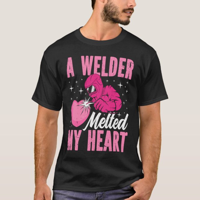 T-shirt A Welder Melted My Heart Welding Mask  1 (Devant)