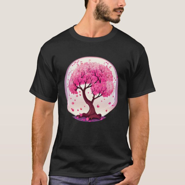T-shirt A Work of with a Geometric Cherry Blossom Tree (Devant)