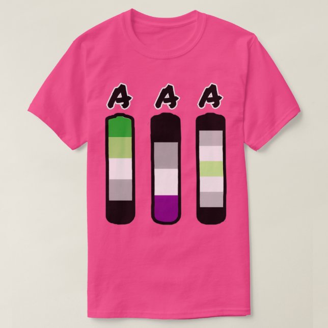 T-shirt AAA accumulateurs d'agender asexuel aromatique (Design devant)