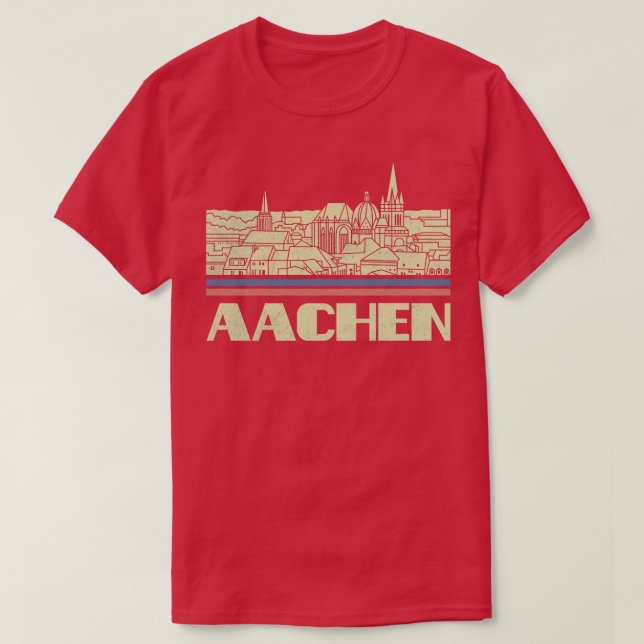 T-shirt Aachen City Cadeau Allemagne City Silhouette Skyli (Design devant)