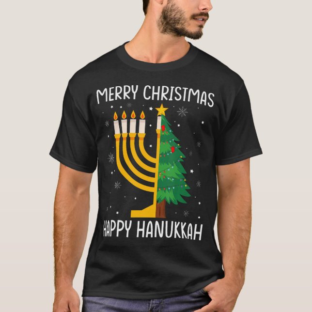 T-shirt Aam Merry Chrismukkah Happy Hanukkah Christmas Tre (Devant)