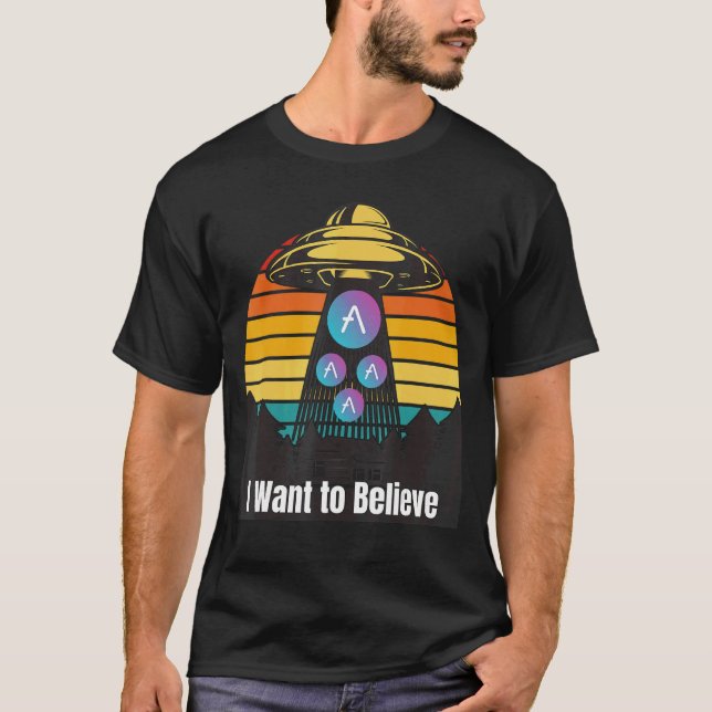 T-shirt Aave Ufo Rencontre Retro Sunset Blockchain Eth Cry (Devant)