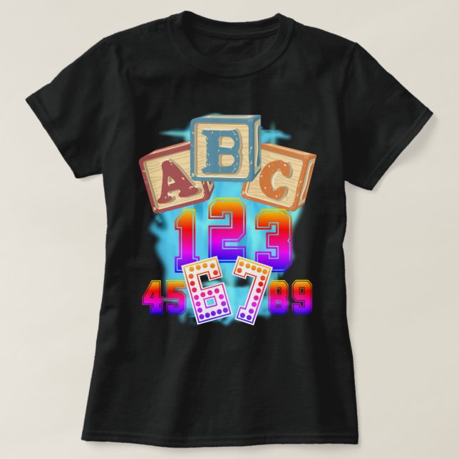 T-shirt ABC 123 67 Enseignant  (Design devant)