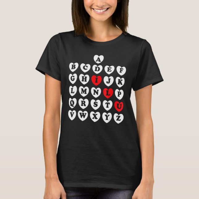 T-shirt Abc Alphabet Anglais Enseignant Valentine S Day Ab (Devant)