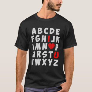 T-shirt ABC Alphabet I Love You English Enseignant Valenti