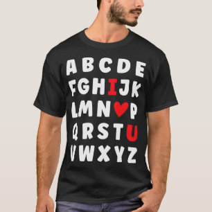 T-shirt ABC Alphabet I Love You English Enseignant Valenti