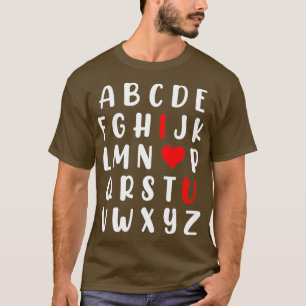 T-shirt Abc Alphabet I Love You English Enseignant Valenti