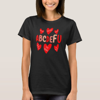 T-shirt ABC DE FU Heart Printing Valentine Day Love