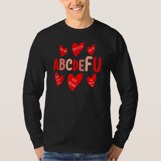 T-shirt ABC DE FU Heart Printing Valentine Day Love
