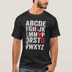 T-shirt ABC Garçons Alphabet I Love You Valentines Day Tea