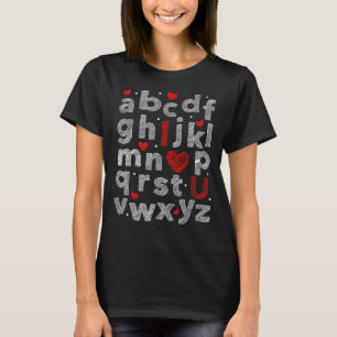 T-shirt ABC I Love You Valentines Day Alphabet Slogan Mens