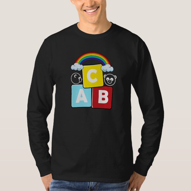 T-shirt Abc Letters  Back To School Student Teacher Pandas (Devant)