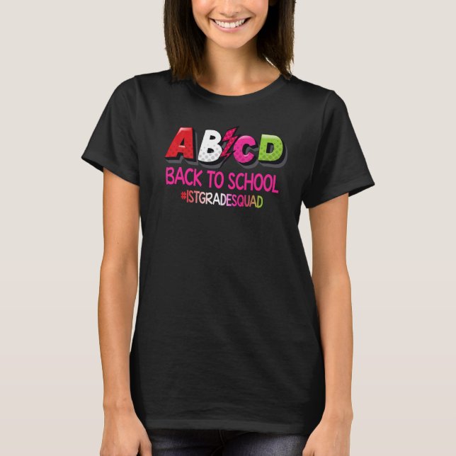 T-shirt ABCD Retour à l'école de 1ère année (Devant)