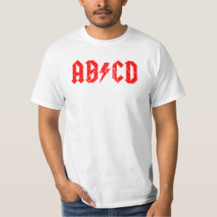 T-shirt ABCD rock musique drôle symbole faux acdc blague