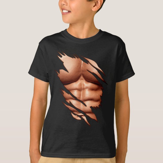 T-shirt Abdominaux Déchirés Clic Drôle  (Devant)