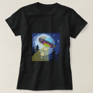 T-Shirt Abduction de Chat Rétro UFO | Art Pixel Dr