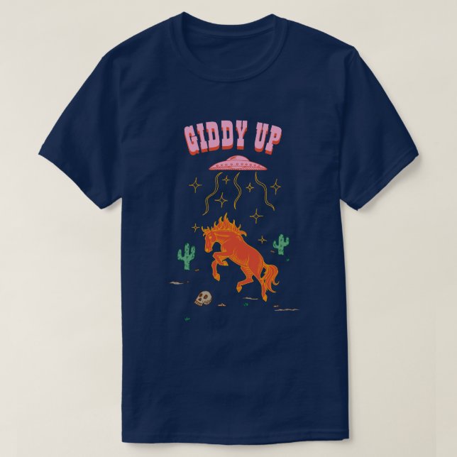 T-shirt Abduction d'ovni Giddy Up Horse sur mesure (Design devant)