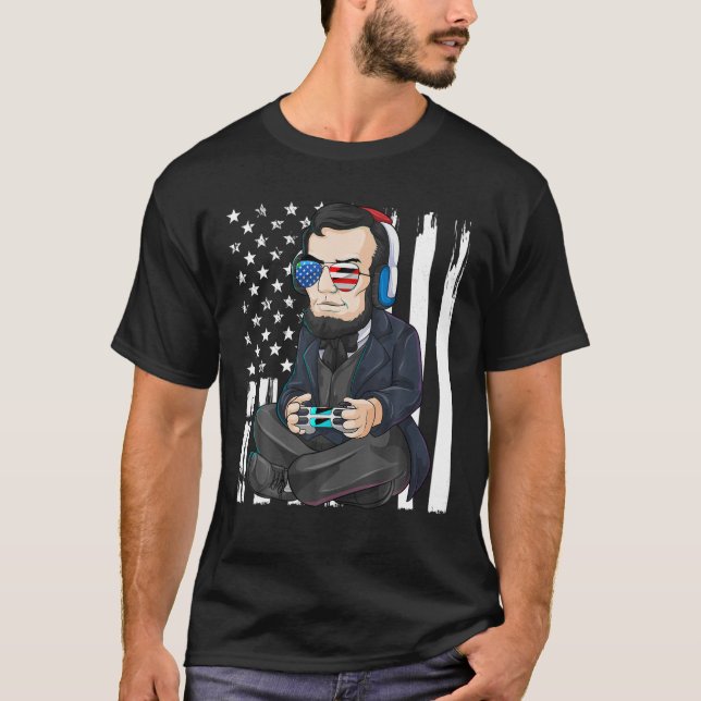 T-shirt Abe Abraham Lincoln Gamer 4 juillet American Kid (Devant)