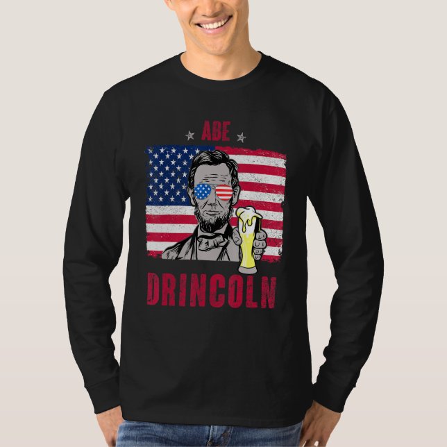 T-shirt Abe Drincoln Abraham Lincoln Funny 4 juillet Gra (Devant)