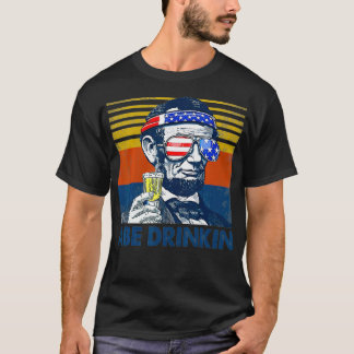 T-shirt Abe Drinkin 4 juillet Hommes Femmes USA Drapeau Pa