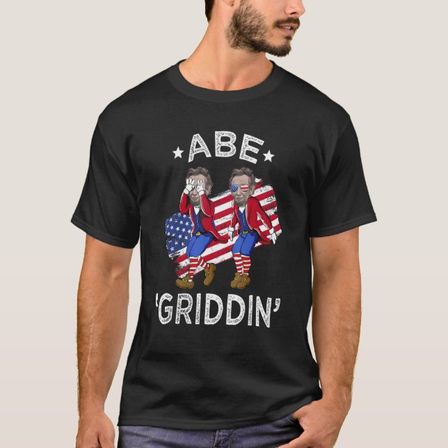 T-shirt Abe Griddin 4th of July Griddy Men Women USA Flag (Devant)