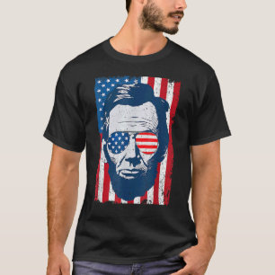 T-shirt Abe Lincoln Beard Lunettes de soleil et drapeau am
