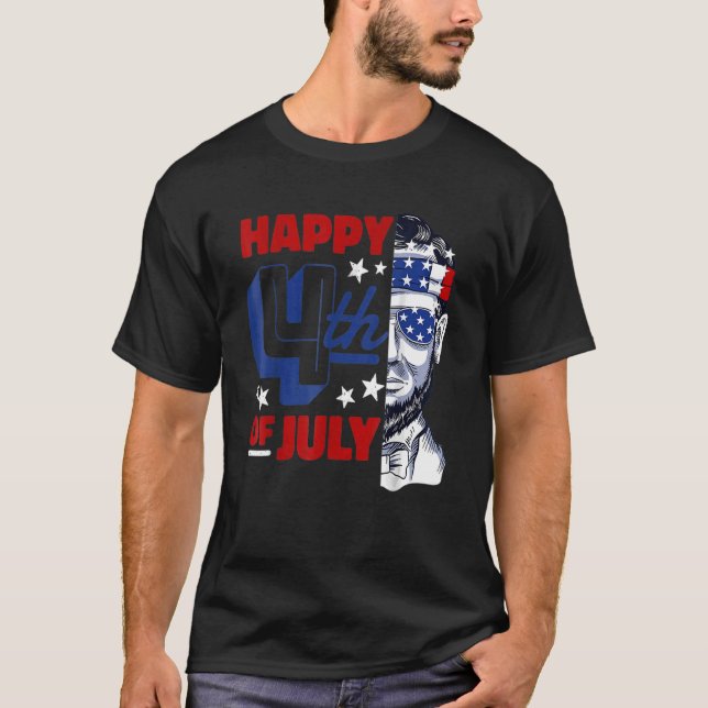 T-shirt Abe Lincoln Beard Lunettes de soleil et drapeau am (Devant)