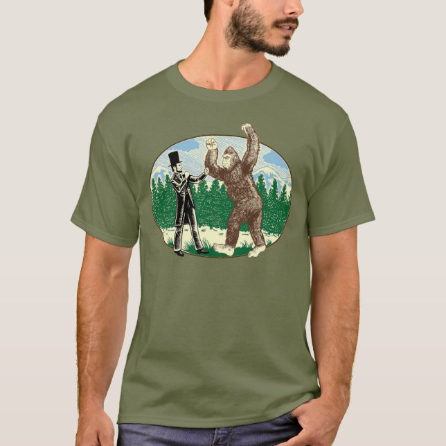 T-shirt ABE LINCOLN : CHASSEUR de SASQUATCH - logo drôle (Devant)