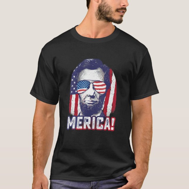 T-shirt Abe Lincoln Merica 4 juillet Usa Patriotique graph (Devant)