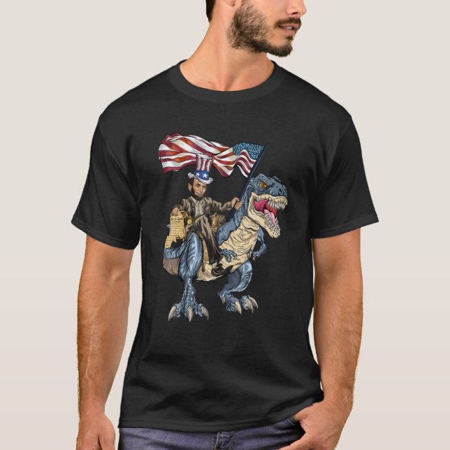 T-shirt Abe Lincoln Murica T Rex Funny 4 juillet USA (Devant)