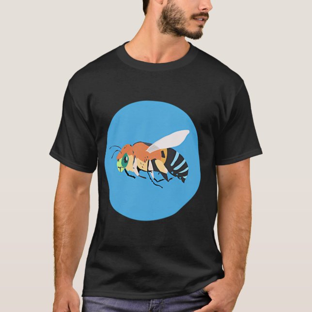 T-shirt Abeille à bandes bleues (Devant)