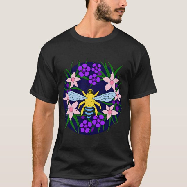 T-shirt Abeille à bandes bleues (Devant)