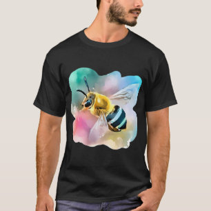 T-shirt Abeille à bandes bleues à l'aquarelle