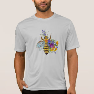 T-shirt Abeille à fleurs avec plantes sauvages