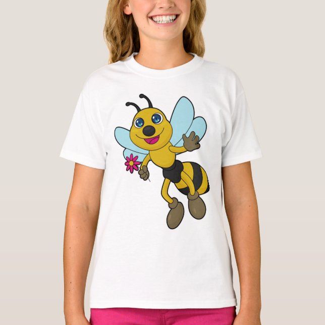 T-shirt Abeille avec Fleur (Devant)